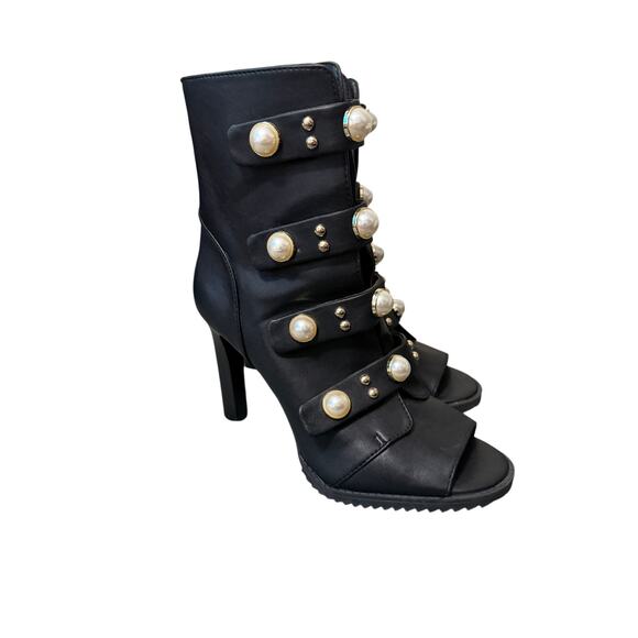 Size 8.5 Karl Lagerfeld Paris Peep Toe Bootie Fashion Boot - Picture 1 of 7